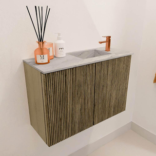 Mondiaz JOYA-DLUX 60cm meuble de salle de bains - couleur Dusk - Vasque FAYE position Droite 1 trou de robinet couleur Glace.