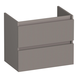 BRAUER Joy Wavy meuble sous lavabo peu profond 60 2 tiroirs softclose - sans poignée - 1 découpe pour le siphon - mat taupe