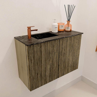 Mondiaz JOYA-DLUX 60cm toiletmeubel - kleur Dusk - Wastafel FAYE positie Links 1 kraangat kleur Lava.