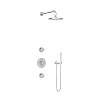 Hotbath Buddy IBS1 Regendoucheset - 2 stopkranen - 35cm wandarm - 20cm ronde hoofddouche - staafhanddouche - chroom
