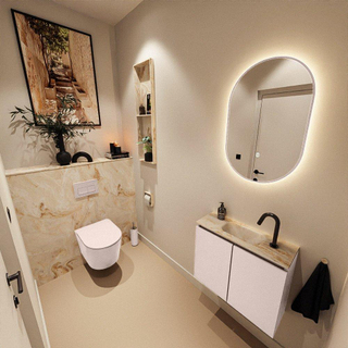 MONDIAZ TURE-DLUX Meuble toilette - 60cm - Rosee - EDEN - vasque Frappe - position centrale - 1 trou de robinet