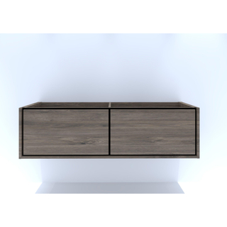 HR Badmeubelen Rize meuble sous lavabo 2 grands tiroirs sans poignée push2open 160x45x45cm espresso