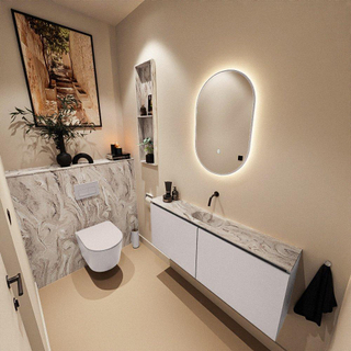 MONDIAZ TURE-DLUX Meuble toilette - 120cm - Cale - EDEN - vasque Glace - position centrale - sans trou de robinet