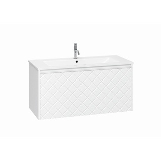 Crosswater Vergo ensemble de meubles de salle de bain - 99.8x47.6x45.5cm - 1 lavabo en céramique - 1 trou pour le robinet - 1 tiroir - blanc mat