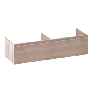 BRAUER Embrace wastafelonderkast - 139x35x45.5cm - 2 softclose lades - greeploos - 2 sifon uitsparingen - massief eiken - lamellen eiken wit