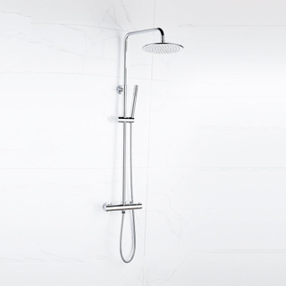 FugaFlow Eccelente Sobrado Ensemble de douche pluie - thermostatique - pommeau 25cm - douchette ronde - Chrome