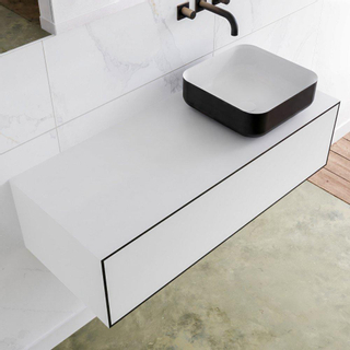 Mondiaz Lagom Meuble salle de bains 110x30.9x45cm Solid Surface Urban 1 tiroir avec lavabo BINX vasque à poser Droite sans trous de robinet