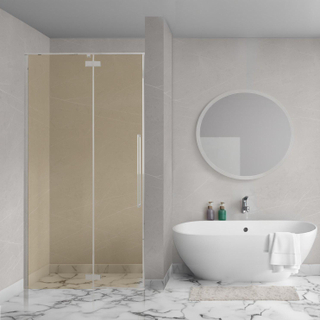 Aqua Vista Oria Linea nisdeur - 100x200cm - incl. montageset - champagne glas - Geborsteld rvs