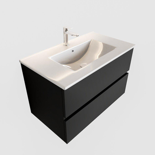 Mondiaz VICA Meuble Urban avec 2 tiroirs 80x50x45cm vasque lavabo Denia centre 1 trou de robinet