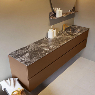 Mondiaz VICA-DLUX ensemble de meuble de salle de bain - 200cm - meuble sous-vasque posé - 4 tiroirs - lavabo encastré cloud droite - 1 trou de robinet - version haute de 60cm - lave