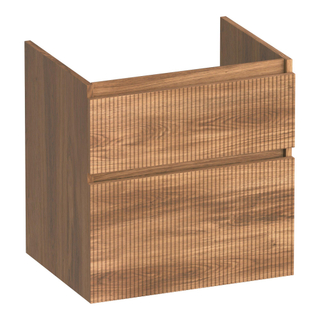 BRAUER Delight Wavy wastafelonderkast 60 2 softclose lades - greeploos - 1 sifon uitsparing - Honey