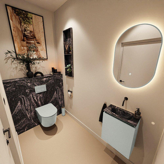 MONDIAZ TURE-DLUX Meuble toilette - 40cm - Greey - EDEN - vasque Lava - position centrale - sans trou de robinet
