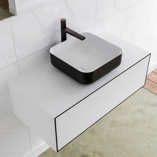 Mondiaz Lagom Meuble salle de bains 90x30.9x45cm Solid Surface Urban 1 tiroir avec lavabo BINX vasque à poser Centre 1 trou de robinet