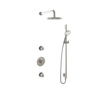 Hotbath Buddy IBS Regendoucheset - 35cm wandarm - 20cm ronde hoofddouche - 3 standen handdouche - glijstang - geborsteld nikkel