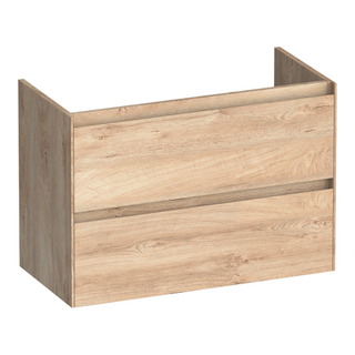 BRAUER Inspire meuble sous lavabo peu profond 80 2 tiroirs softclose - sans poignée - 1 découpe pour le siphon - Blé Forestier