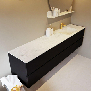 Mondiaz VICA-DLUX ensemble de meuble de salle de bain - 200cm - meuble sous-vasque urbain - 4 tiroirs - lavabo encastré cloud droite - 1 trou de robinet - version haute de 60cm - opalo