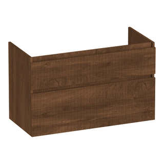BRAUER Delight Wavy wastafelonderkast 100 2 softclose lades - greeploos - 1 sifon uitsparing - Forest Cacao