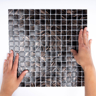 The Mosaic Factory Amsterdam carrelage mosaïque 32.2x32.2cm pour mur et sol intérieur et extérieur carré verre noir