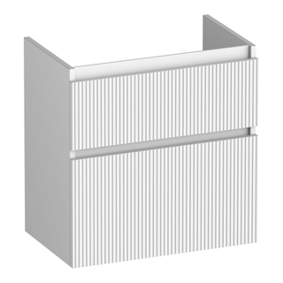 BRAUER Delight Wavy meuble sous lavabo peu profond 60 2 tiroirs softclose - sans poignée - 1 découpe pour le siphon - blanc mat