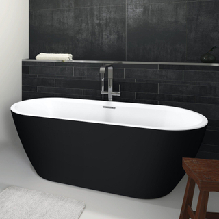 Riho Inspire vrijstaand bad - 180x80cm - met chromen badvuller - acryl Wit/Zwart mat