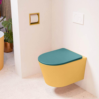 MONDIAZ LAVIE wandclosetpack - 36x53cm - diepspoel - rimless - Ocher (geel) - softclose - quick-release - toiletzitting - Smag (blauw)