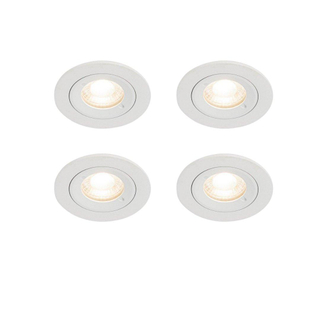 QAZQA Xena Spot encastrable - lot de 4 - 8x8cm - IP44 - Rond - Blanc