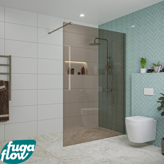 FugaFlow Eccelente Vetro inloopdouche badkamer - 140x200cm - rookglas - wandarm - gunmetal