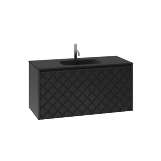 Crosswater Vergo ensemble de meubles de salle de bain - 99.8x47.6x45.5cm - 1 lavabo en verre - noir 1 trou pour robinet - 1 tiroir - noir mat