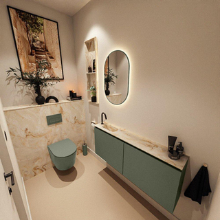 MONDIAZ TURE-DLUX Meuble toilette - 120cm - Army - EDEN - vasque Frappe - position gauche - 1 trou de robinet