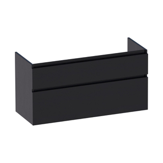 Saniclass Advance Meuble sous-lavabo 119x60x45.5cm sans poignées 2 tiroirs 2 espaces siphon MDF Black Wood
