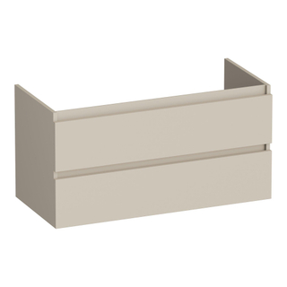BRAUER Joy wastafelonderkast - 100x46x50cm - 2 softclose lades - greeploos - 1 sifon uitsparing - mat beige