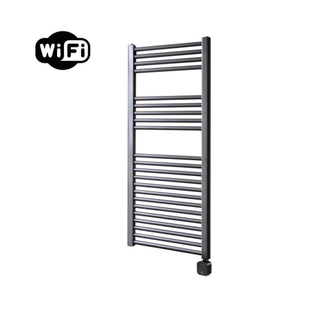 Sanicare HPW Elektrische Radiator - 111.8x60cm - 730W - wifi - thermostaat - zwart - rechtsonder - gunmetal (antraciet)