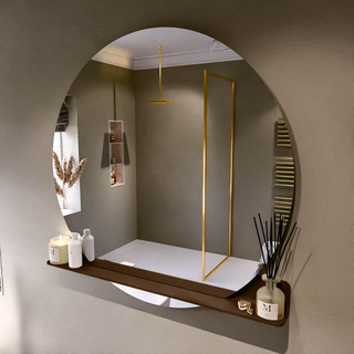 Mondiaz SPOT Badkamerspiegel - rond 120cm - spiegelplanchet - kleur Rust