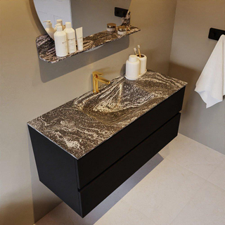 Mondiaz VICA-DLUX ensemble de meuble de salle de bain - 110cm - meuble sous-vasque urban - 2 tiroirs - lavabo encastré cloud milieu - 1 trou de robinet - miroir modèle spot - version XL 60cm haut - lave