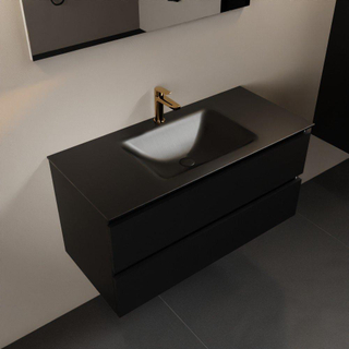 Mondiaz Aivy badmeubelset - 100x45x50cm - 1 kraangat - 1 wasbak urban Solid surface - Midden - 2 lades - Zonder spiegel - MDF Urban
