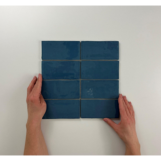 Cifre Ceramica Atlas wandtegel - 7.5x15cm - 8.5mm - Rechthoek - Donkerblauw glans