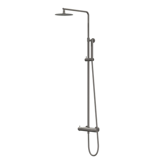 IVY Bond Ensemble de douche pluie - mural - pomme de douche medium 20 cm - douchette 3 jets - Metal black brossé PVD