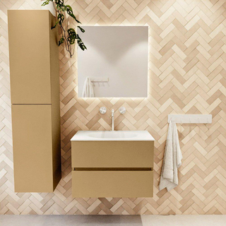 Mondiaz VICA ensemble de meuble de salle de bain - 70cm - meuble sous-vasque oro - 2 tiroirs - lavabo moon milieu - 1 trou de robinet - version haute de 60cm - talc