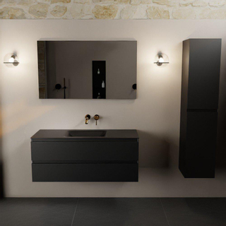 Mondiaz AIVY Ensemble de meuble - 120x45x50cm - 0 trous de robinet - 1 vasque Urban Solid surface - Centre - 2 tiroirs - avec miroir - MDF Urban
