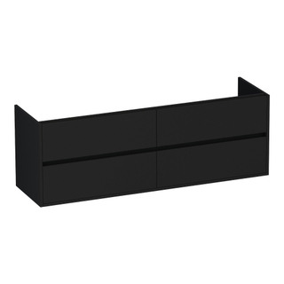BRAUER Adore wastafelonderkast - 160x46x55cm - 4 softclose lades - greeploos - 2 sifon uitsparingen - mat zwart