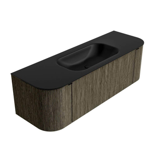 Mondiaz KURVE Badkamermeubelset - 140x46x40cm - 1 lade - 2 deuren - wastafel solid surface - midden - zonder kraangat - Shadow