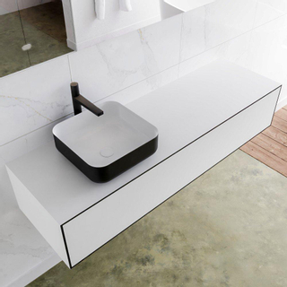 Mondiaz Lagom Meuble salle de bains 150x30.9x45cm Solid Surface Urban 1 tiroir avec lavabo BINX vasque à poser Gauche 1 trou de robinet