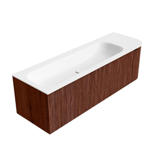 Mondiaz KURVE Badkamermeubelset - 145x46x40cm - 1 lade - 1 deur - wastafel solid surface - links - 2 kraangaten - Ruby