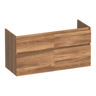 BRAUER Delight Wavy wastafelonderkast 120 4 softclose lades - greeploos - 2 sifon uitsparingen - Honey