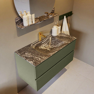 Mondiaz VICA-DLUX Ensemble de meuble de salle de bain - 100cm - meuble sous-vasque armée - 2 tiroirs - lavabo encastré nuage milieu - 1 trou de robinet - version haute de 60cm - lave