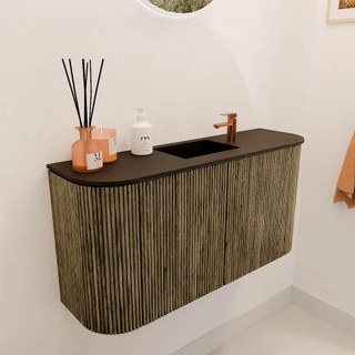 Mondiaz JOYA Meuble de salle de bains 83,2cm - arrondis gauche et droite couleur Dusk - Vasque FAYE position Milieu 1 trou de robinet couleur Urban