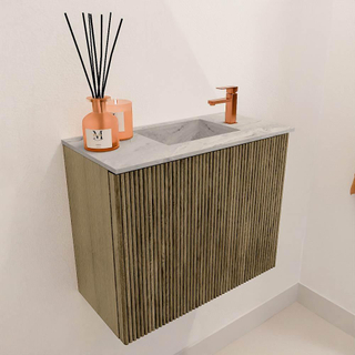 Mondiaz JOYA-DLUX 50cm toiletmeubel - kleur Dusk - Wastafel FAYE positie Rechts 1 kraangat kleur Glace.