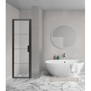 Aqua Vista Triple Draaideur - 90x200 cm - 8mm - helder glas - onderdeel hoekcabine - mat zwart