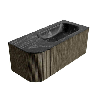 Mondiaz KURVE-DLUX Badkamermeubelset - 105x46x40cm - 1 lade - 1 deur - wastafel solid surface - rechts - zonder kraangat - Shadow