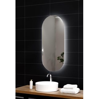 HR Badmeubelen Oval spiegel 40x100cm met indirecte verlichting rondom en touch sensor 3 standen